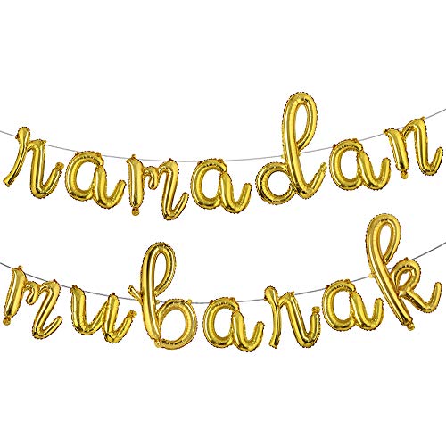 16 inch lowercase Eid MUBARAK Foil Balloons Party Decoration Supplies Ramadan Decoration Gold EID Balloons For Muslim EID Ballon (L Ramadan Gold) - color: L Ramadan Gold