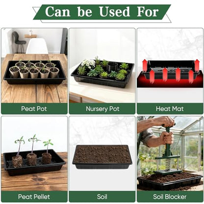 Sckee Upgraded 10 Pack Plant Growing Trays Seed Starting Tray Microgreens Growing Trays Seedling Plant Germination Starter Tray Transplant Fodder Flats, No Holes, No Leakage, Reusable (1015) - size: 1015