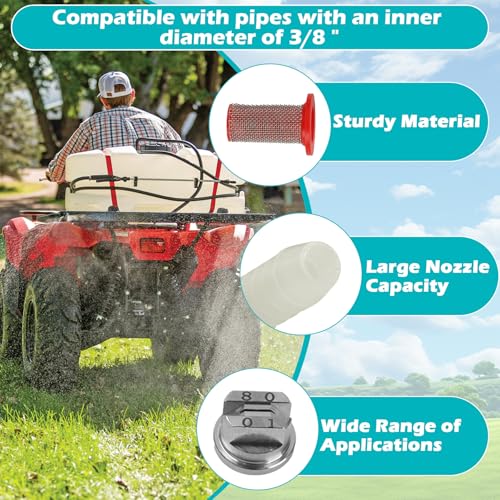 Spray Boom Repair Kit Include 8001-VS Tips Screens Clamps,Cross and | Elbows Nozzle Body (11/16" MPS x 3/8"HB)，Retaining Nut and Nozzle Cap (11/16" FPS) ，Tip Strainer and Boom Clamps 1" Square