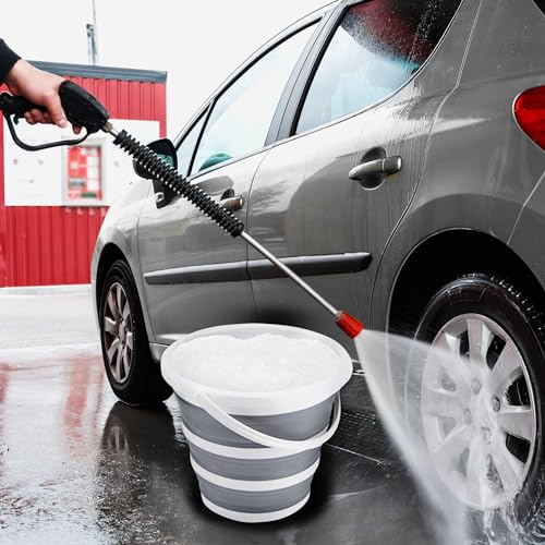 2 Pack Collapsible Buckets 10L 2.6 Gallon Cleaning Bucket Mop Bucket Folding Foldable Portable Small Plastic Water Supplies for Outdoor Garden Camping Fishing Car Wash Space Saving - color: Gray 2 Pack