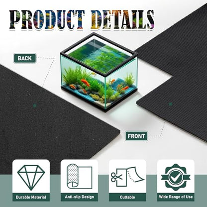 Aquarium Leveling Mat 2PCS/Set Neoprene Non-Slip Shockproof Fish Tank Pad Waterproof Textured Surface for Uneven Surfaces Durable Fish Tank Mat with Easy-Cut Edges (No Glue, 11.8 x 11.8 Inch) - size: 11.8 x 11.8 Inch, style: No Glue