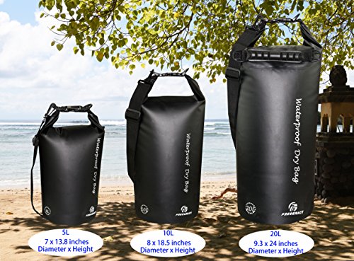 Freegrace Waterproof Dry Bag Set of 3 - Submersible Dry Sack with Double Zip Lock Seals - Includes Waist Pouch & Phone Case - Perfect for Kayaking, Swimming, Boating & Rafting (Black, 20L) - color: Black, size: 20L, style: Without Window