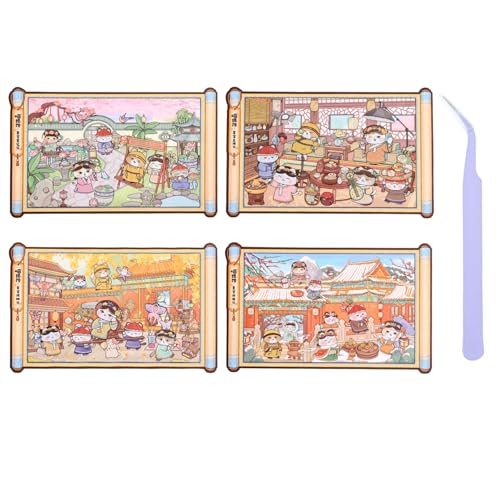 Girls 3D Miniature Scene Stickers,4 Sets Cat's Legend of Zhen Huan DIY House Stickers for A Visit to the Royal Palace,3D Sticker Scenes for Adult Kids Relief Stress Pass The Time - style: The Legend of Miao Huan