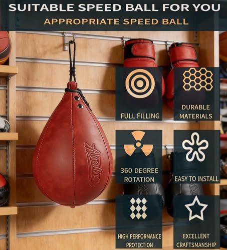 Boxing Speed Punching Bag MMA Training Speed Ball Hanging Swivel Reflex Bag Equipment Workout Kicking Martial Arts Home Gym Exercise Speed Bag - color: Red