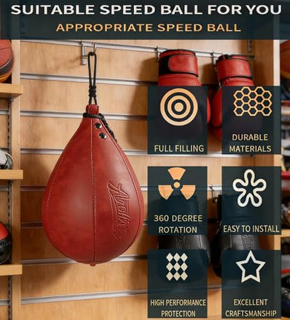 Boxing Speed Punching Bag MMA Training Speed Ball Hanging Swivel Reflex Bag Equipment Workout Kicking Martial Arts Home Gym Exercise Speed Bag - color: Red
