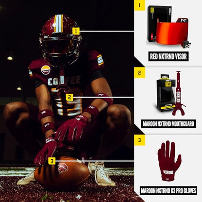 Nxtrnd Two Football Mouth Guard, Football Mouthpiece with Strap, Fits Adult & Youth (Maroon) - color: Maroon