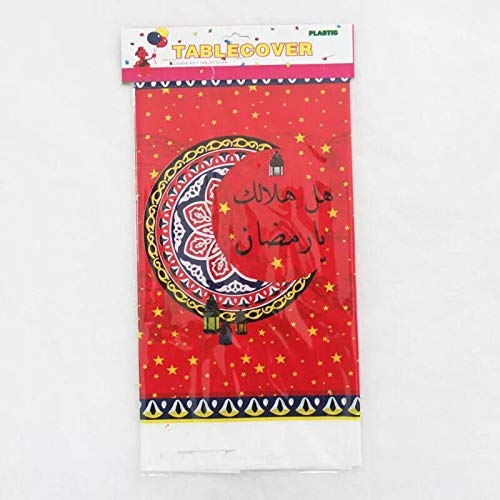 Ramadan Eid Mubarak Decorative Disposable Plastic Table Cover, Muslim Islamic Party Supplies, Choose Your Own Style & Quantity! (Crescent, 2 Pack) - color: Crescent, size: 2 Pack