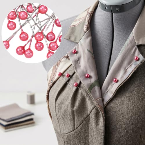 50pcs Decorative Pearl Push Pins, 1.02x0.16in, Red - color: Red-0.16x1.02in-50pcs