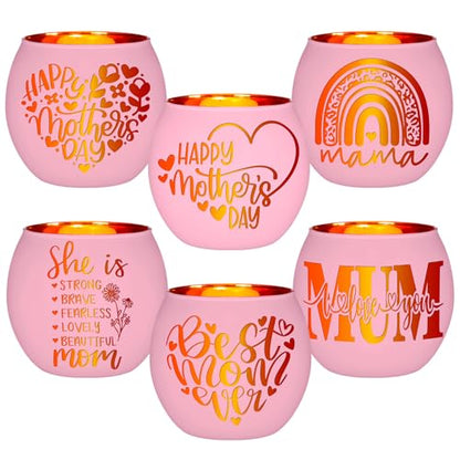 FoldTier 6 Pcs Best Mom Ever Gifts Candle Holders Rainbow Love Mum Home Decor for Candle Pink Mama Tealight Votive Holder for Birthday Party Centerpiece Mother's Gift for Birthday, Anniversary, Thanks - style: Mother’s Day