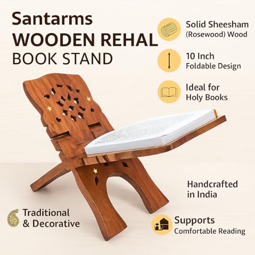 Book Stand Cover Case Wooden Rehal Holy Quran Bible Gita Office Home Decor Furniture 10 inch Stand