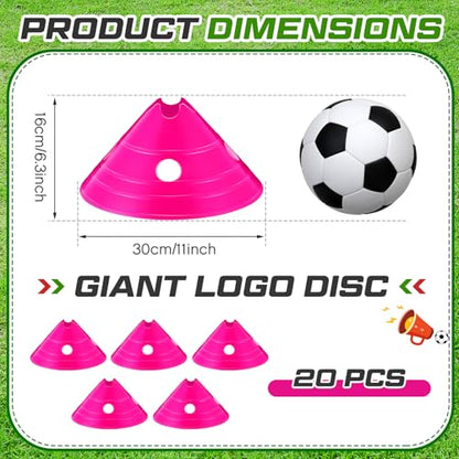 Jumbo Disc Cones Jumbo Soccer Cones with Mesh Bag Giant Large Agility for Soccer Training Adult Sports - color: Rose Red