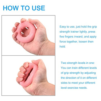 uxcell Hand Grip Strengtheners, 3.07" 20-30 Lbs Silicone Rings Fingers Forearms Exercises Grip Trainer for Rock Climbing Athletes Workout, Pink - color: Pink