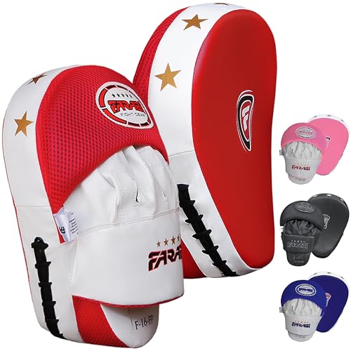Boxing Pads Durable Curved Boxing Mitts — Lightweight Punching Mitts MMA, Muay Thai Training, Kickboxing Martial Arts & Sparring Pads - color: Red