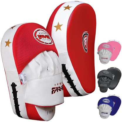 Boxing Pads Durable Curved Boxing Mitts — Lightweight Punching Mitts MMA, Muay Thai Training, Kickboxing Martial Arts & Sparring Pads - color: Red
