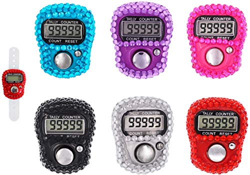 Finger Counter -Islamic Tasbih Bead- 5 Digital LED Electronic Handheld Tally Counter Clicker with Case Mechanical Manual Clicker Number Lap Tracker Counter - color: 6pcs Tall counter