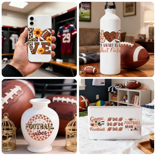 Peacoblue 18 Sheets Rub on Transfers for Crafts, Rugby with Bow Tie Text 3.6"x3.9" UV DTF Cup Wraps Waterproof Rub on Cold Transfers Stickers for Wood Glass Metal Cup Tumblers Mirrors Mugs Home Decor - style: Rugby with Bow Tie Text