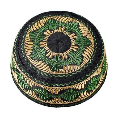 Kids Boys Muslim Prayer Kufi Hat Islamic Prayer Cap Embroidered Prayer Headwear Cap Praying Skull Cap Topi Ramadan Eid Hat - color: Black-medium