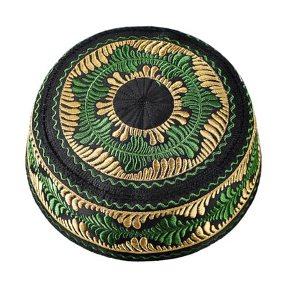 Kids Boys Muslim Prayer Kufi Hat Islamic Prayer Cap Embroidered Prayer Headwear Cap Praying Skull Cap Topi Ramadan Eid Hat - color: Black-medium