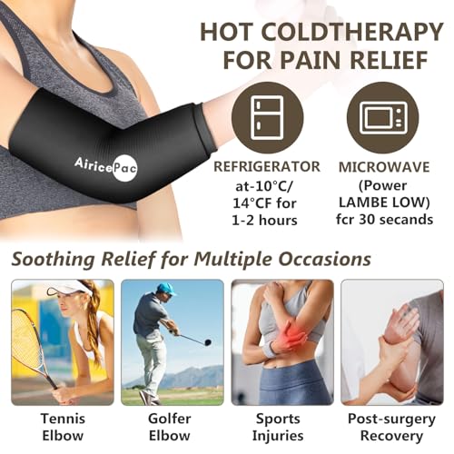 AiricePac Elbow Ice Pack Wrap, Tennis Golfers Sleeve For Arm and Calf Injuries Reusable, Cold Compression for Pain Relief - style: ELBOW ICE PACK
