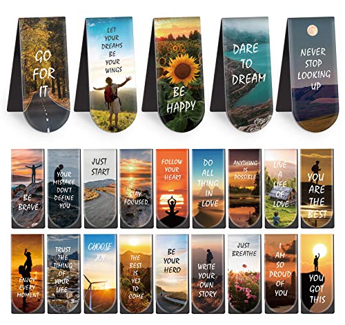 Magnetic Bookmarks, 46PCS Inspirational Slogan Nature Scenery Pattern Bookmarks, Encourage Yourself Bookmarks Bulk for Book Lovers, Women, Man, Kids, Students, Teachers, School Students