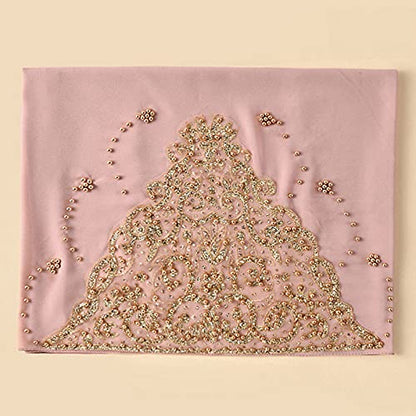 Women Fashion Chiffon Muslim Head Scarf Arabic Hijab Long Scarf Wrap - color: Beading Pink