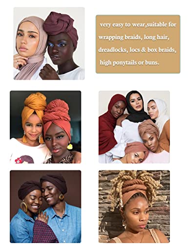 Nonbongoy Head Wraps for Black Women 71"x32" Long Soft Jersey Hijab Turban - color: 4-black&light Grey&pink&apricot