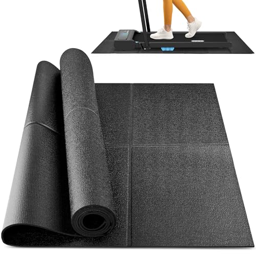 Foldable Rubber Treadmill Mat - Exercise Bike Mat with Waterproof Non-Slip Shock Absorption, Exercise Equipment Mat to Protect Floor for Home Gym Workout - size: 68"L x 26.8"W x 0.2"Th