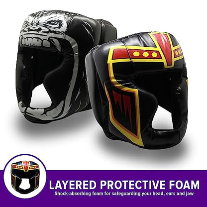 TRAINED Boxing Headgear Black S/L Use for MMA Training Kickboxing, Muay Thai, Sparring, Karate and Taekwondo Head Guard. - size: Small, style: Spartan