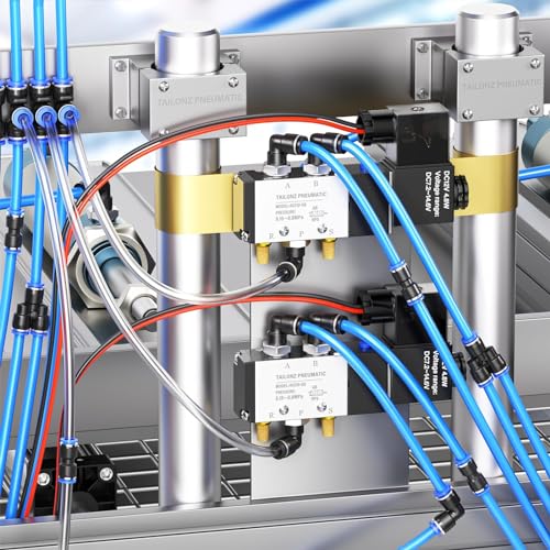 TAILONZ PNEUMATIC 5/16 inch or 8mm od Push to Connect Fittings Pneumatic Fittings Kit 2 Spliters+2 Elbows+2 tee+2 Straight (8 pcs) - color: Blue, size: 8MM OD//8PCS
