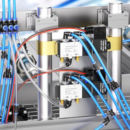 TAILONZ PNEUMATIC 6mm od Push to Connect Fittings Pneumatic Fittings Kit 2 Spliters+2 Elbows+2 tee+2 Straight (8 pcs) | Includes splitters, elbows, tees and straights, push-to-connect, durable plastic, for pneumatic systems. - color: Blue, size: 6MM OD/8P