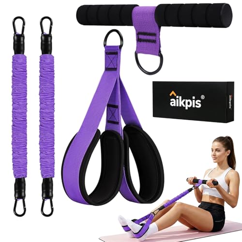 Pedal Resistance Band with Handle: Upgraded 2 Tube Adjustable Resistance Bands for Abdomen, Waist, Arm, Core/ABS, Leg, Physical Therapy - Sit Up Exercise Equipment for Women Home Gym Travel Workout