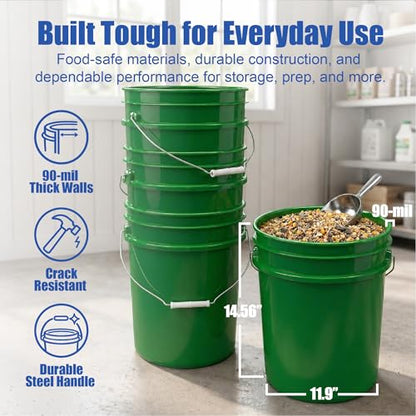 ePackageSupply 5 Gallon Bucket - Food Grade Bucket BPA-Free, Green, 1 Pack - color: Green, size: 1 Pack