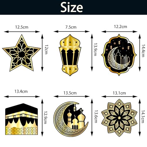 31pcs Eid Mubarak Decorations Set - Black and Gold Ramadan Party Supplies including Banner, Hanging Swirls for Muslim Islamic Eid Al-Fitr Home Wall Décor