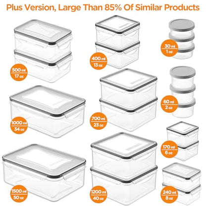 HOMETALL 40 PCS Food Storage Containers with Lids Airtight | 100% Leakproof Plastic Meal-Prep Containers Reusable(20 Containers & 20 Lids),Microwave and Dishwasher Safe - color: Pack of 20
