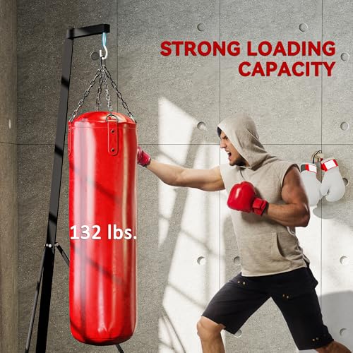 Soozier Foldable Punch Bag Stand, Height Adjustable Heavy Bag Stand with Weighted Base, Free Standing for Home Gym, Stand Only