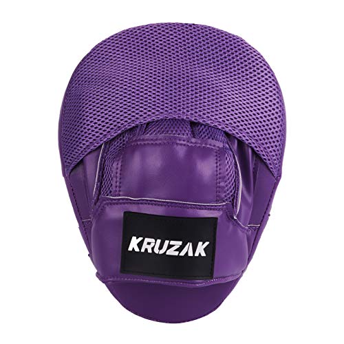Kruzak Plain Punching Mitts for Muay Thai MMA Training, Focus Pads for Boxing Martial Arts and Punching Target - color: Purple