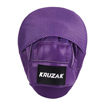 Kruzak Plain Punching Mitts for Muay Thai MMA Training, Focus Pads for Boxing Martial Arts and Punching Target - color: Purple