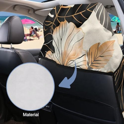 Hibiscus Print Car Seat Towel Cover After Gym Anti-Slip Soft Towel Bucket Seat Covers 60 x 33 Inch Universal Sweat Towels for Truck Sedan SUV, Easy to Install - color: Brown and Black - Hibiscus