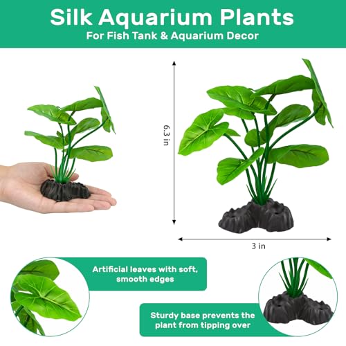 Fish Tank Decor, Aquarium Decor Set Betta Fish Tank Decorations with Artificial Green Plants & Hideaway Rock Cave for Betta Goldfish Turtle Reptile Decoration