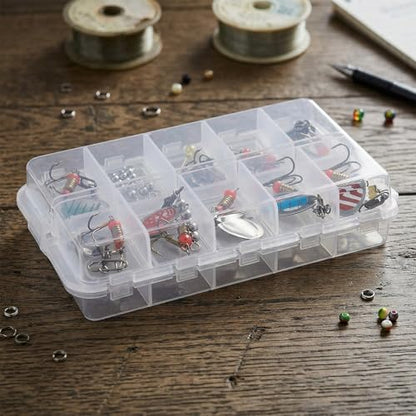 20 Compartments Tackle Boxes Plastic Box Storage Organizer Clear Fishing Storage Box Waterproof Parts Organizer with Adjustable Dividers for Lure Container Craft Beads Jewelry