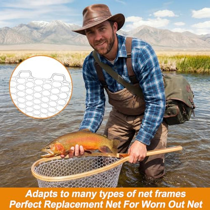 2Pcs Rubber Fishing Net Replacement Netting Without Handle Fly Fish Landing Nets Bag Foldable Trout Net Rubber Mesh for Freshwater Saltwater - color: White