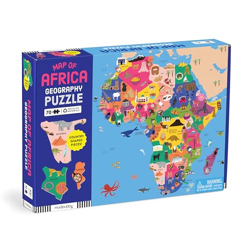 Mudpuppy Map of Africa – 70 Piece Geography Puzzle with Country-Shaped Pieces and Iconic Landscapes Cultural Items and More - style: Map of Africa