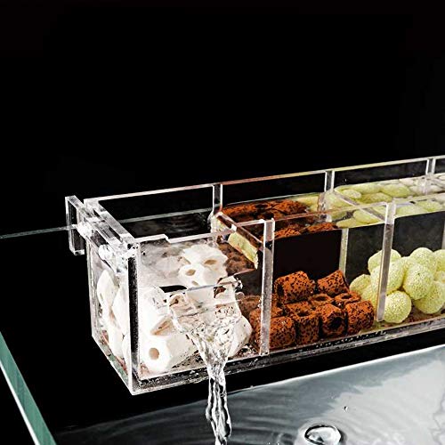 6 Grids Acrylic Fish Tank Filter Box External Aquarium Water Filter Case Transparent Acrylic Hang On Filter Box Aquarium Accessory for Restaurant Home Hotel, Without Pump (6 Grids)