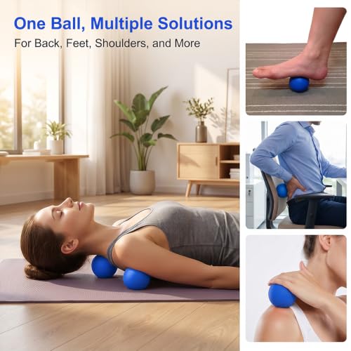 1PCS Massage Lacrosse Balls, Deep Tissue Rolling Ball for Shoulders Neck Back Foot Body, Yoga Ball, Massage Tools Essentials, Blue