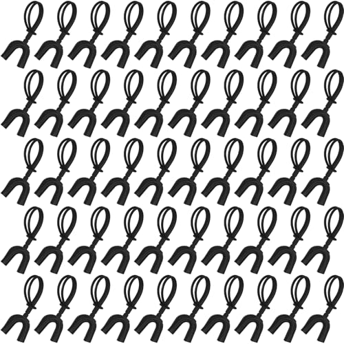Copkim 50 Pcs Strapped Mouth Guard Bulk Not Boil Football Mouthguards with Strap, Soft Sport Mouthpiece Mouth Protector for Football Boxing Basketball Hockey Lacrosse Wrestling Rugby - color: Black, size: Youth