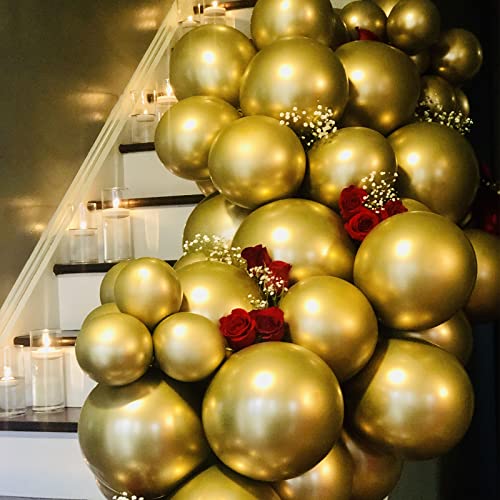 Voircoloria 130pcs Metallic Gold Balloons Arch Kit, 18 12 10 5 Inch - color: 05 Metallic Gold, size: 5/10/12/18 inch - 130pcs