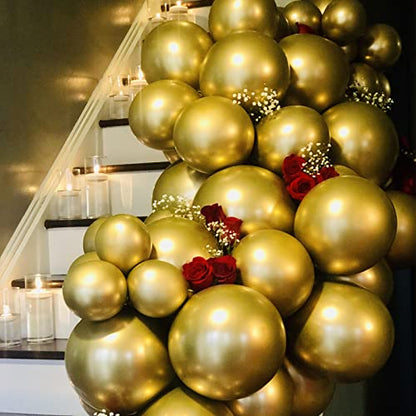 Voircoloria 130pcs Metallic Gold Balloons Arch Kit, 18 12 10 5 Inch - color: 05 Metallic Gold, size: 5/10/12/18 inch - 130pcs