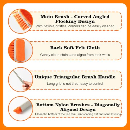 Small Fish Tank Cleaner Brush, Algae Scraper for Aquarium, Glass Aquarium Cleaning Tool, Fish Tank Cleaner Adapted for Glass and Acrylic Aquariums - color: Orange