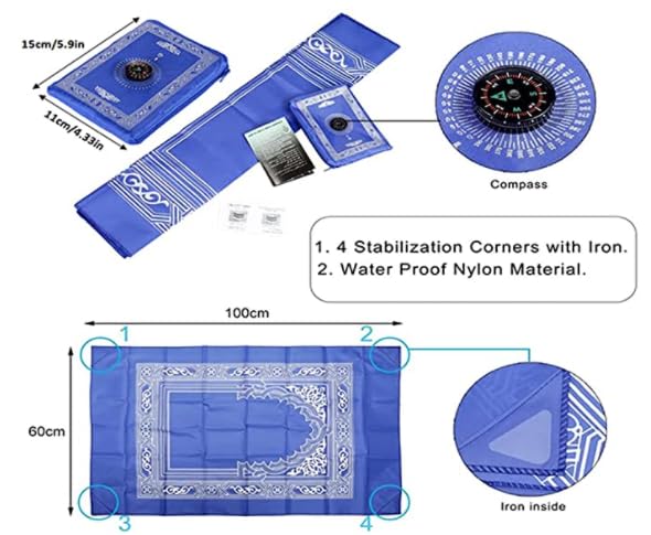 Portable Pocket Prayer Mat Light Muslim Travel Praying Rug Islamic Prayer Rug Islamic Wedding Favor Islamic Favors Islamic Gifts(1, Green) - color: Green