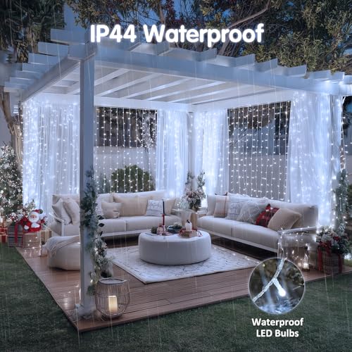 JMEXSUSS 200 LED White Curtain Lights, USB Powered, 6.5ft x 6.5ft - color: White, size: 200 LED